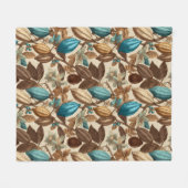 Goud Bruin Turquoise Cacao Patroon Fleece Deken (Voorkant (Horizontaal))