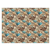 Goud Bruin Turquoise Cacao Patroon Tafelkleed (Voorkant (Horizontaal))