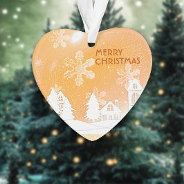 Goud Bruin Wit Sneeuwhuis Kerstmis Nieuwjaar Ornament