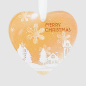 Goud Bruin Wit Sneeuwhuis Kerstmis Nieuwjaar Ornament (voorkant)