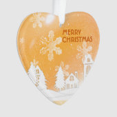 Goud Bruin Wit Sneeuwhuis Kerstmis Nieuwjaar Ornament (voorkant)