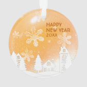 Goud Bruin Wit Sneeuwhuis Kerstmis Nieuwjaar Ornament (achterkant)