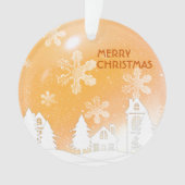 Goud Bruin Wit Sneeuwhuis Kerstmis Nieuwjaar Ornament (voorkant)