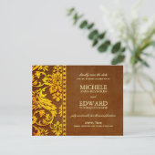  goud & bruine Damask kant sparen de Datum Save The Date (Staand voorkant)
