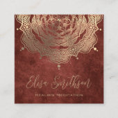 Goud Bruine Mandala Yoga Genezing Meditatie Natuur Vierkante Visitekaartje (Voorkant)