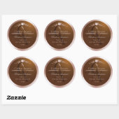 Goud Bruine Productlabel Rosegoud Frame Monogram Ronde Sticker (Vel)