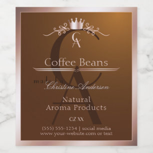 Goud Bruine Productlabel Rosegouden Frame Monogram Wijn Etiket