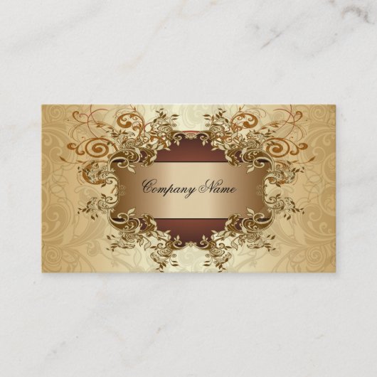 Goud & bruine tinten Elegante wervelingen Visitekaartje (Voorkant)