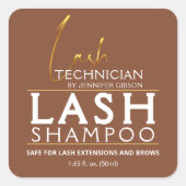Goud & Bruine Wimper Tech Shampoo Sticker | Luxe  (Voorkant)