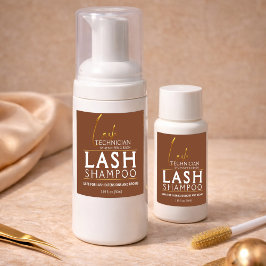 Goud & Bruine Wimper Tech Shampoo Sticker | Luxe 