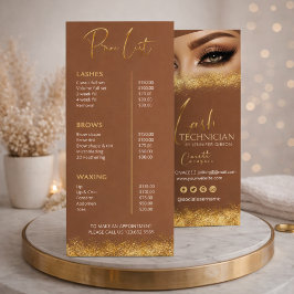 Goud & Bruine Wimpertechnicus Prijslijst | Luxe Sc Reclamekaart