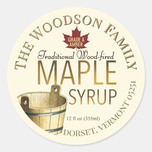 Goud Bucket met houten mantel Ronde Sticker (Voorkant)