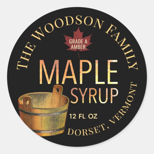 Goud Bucket met houten mantel Ronde Sticker (Voorkant)