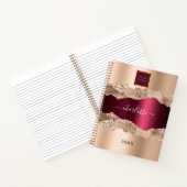 Goud burgundy agaat marmeren bedrijfslogo notitieboek (Binnen)