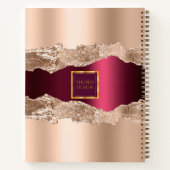 Goud burgundy agaat marmeren bedrijfslogo notitieboek (Achterkant)