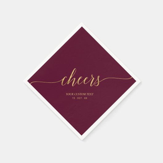 Goud & Burgundy Elegante Stijlvolle Lettertypograf Servet (Hoek)