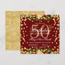 Goud & Burgundy Kerst Glitter Glam 50ste Verjaarda