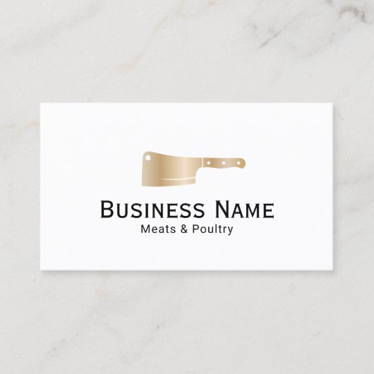 Goud Butcher Vlees Cleaver Vlees & Pluimveemarkt Visitekaartje (Voorkant)