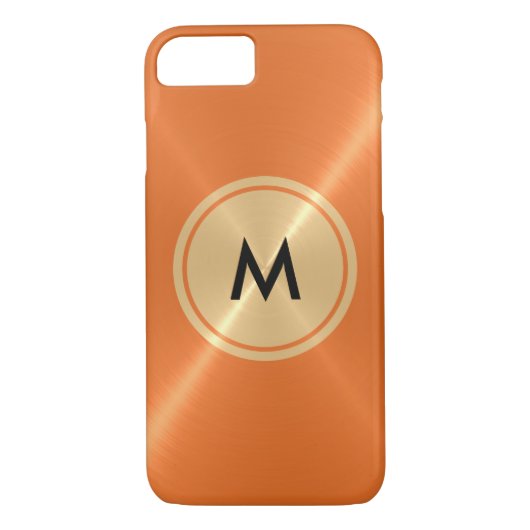 Goud Button en Oranje roestvrij staal Case-Mate iPhone Case (Achterkant)