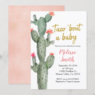 Goud Cactus floral Baby shower Taco Bout Baby Kaart