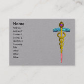 GOUD CADUCEUS MEDISCH SYMBOOL Grijs Papier Visitekaartje (Voorkant)