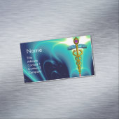 GOUD CADUCEUS SYMBOOL / Blauwgroen Blauw Turkoois Magnetisch Visitekaartje (Voorbeeld)