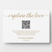Goud Capture de liefde QR code bruiloft foto delen Fotoplaat (voorkant)