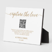 Goud Capture de liefde QR code bruiloft foto delen Fotoplaat (Zijkant)