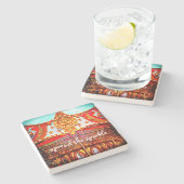 Goud  carrouselgezicht Verspreid de Sparkle Stenen Onderzetter (Zijkant)