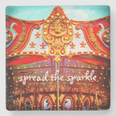 Goud  carrouselgezicht Verspreid de Sparkle Stenen Onderzetter (Voorkant)