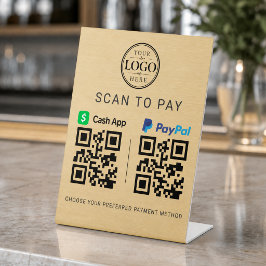 Goud Cash App Paypal Scan om te betalen Reclamebord Met Voetstuk