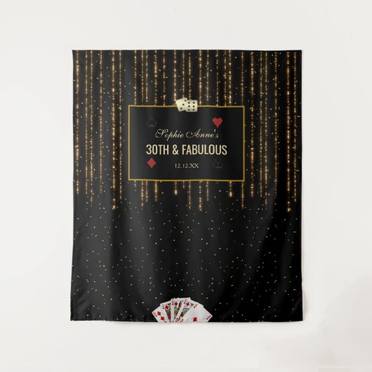 Goud Casino Royale 30e verjaardag Fotobooth Wandkleed (Voorkant)
