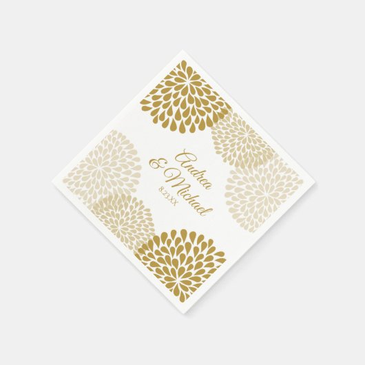 Goud & Champagne Bloemen Trouwservetten Servet (Hoek)