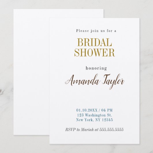 Goud & Champagne Kleur Minimalistisch Vrijgezellen Kaart (Voorkant / Achterkant)