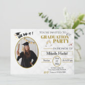 Goud Champagne Minimalistisch Afstudeerfeest Kaart (Staand voorkant)