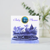 GOUD CHARIOT VAN ZWANEN/KPKJES JONGE BABY SHOWER KAART (Staand voorkant)