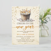 Goud Cheers Oud en Nieuw Feest  Kaart (Staand voorkant)