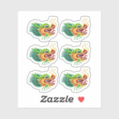 Goud Chinees Drakenhoofd Sticker (Vel)