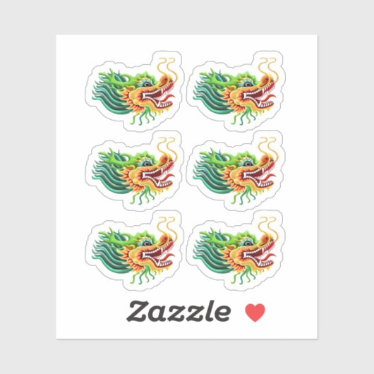 Goud Chinees Drakenhoofd Sticker (Vel)