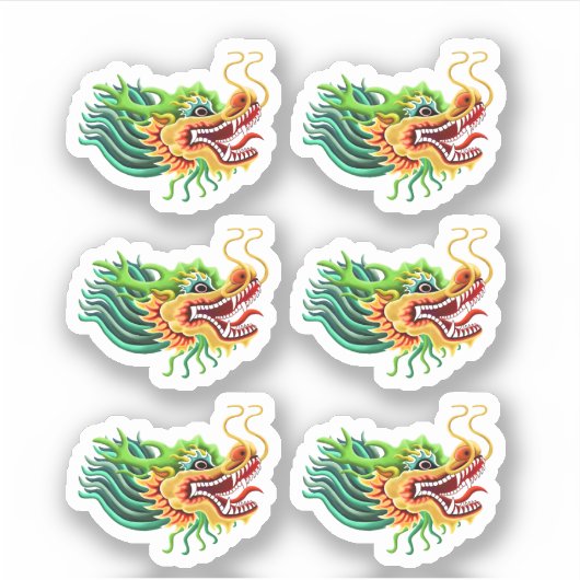 Goud Chinees Drakenhoofd Sticker (Voorkant)