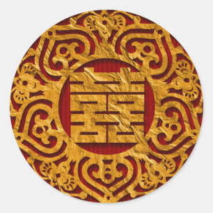 Goud Chinees Dubbel Geluk Bruiloft Stickers
