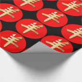 Goud-Chinees geitenschaap Ram Symbool Red Black Cadeaupapier (Hoek)