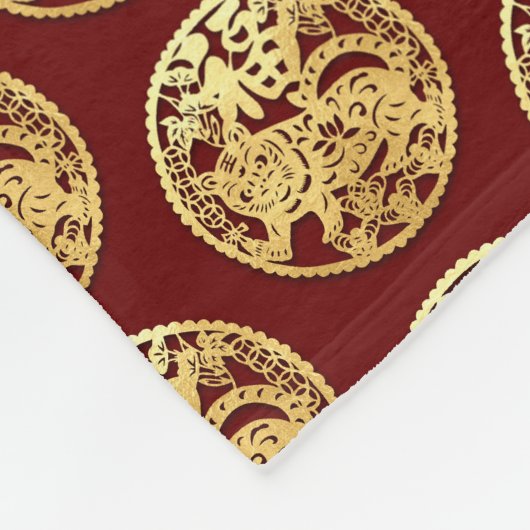 Goud Chinees jaar voor papiersnijden Kies kleur FB Fleece Deken (Hoek)