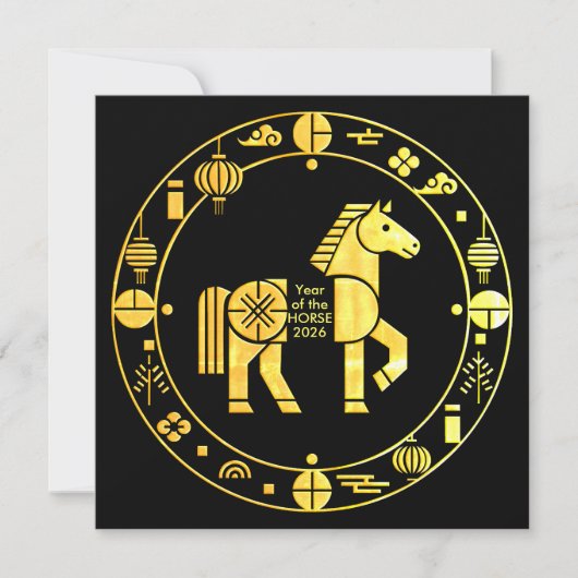 Goud Chinees Nieuwjaar 2026 Feestdagenkaart (Voorkant)