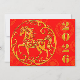 Goud Chinees Nieuwjaar 2026 Feestdagenkaart