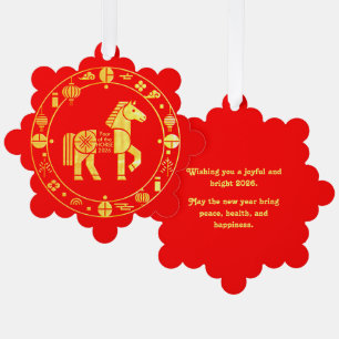 Goud Chinees Nieuwjaar 2026 Ornament Kaart