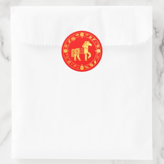 Goud Chinees Nieuwjaar 2026 Ronde Sticker (Tas)