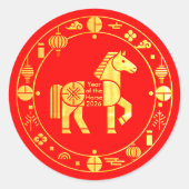 Goud Chinees Nieuwjaar 2026 Ronde Sticker (Voorkant)