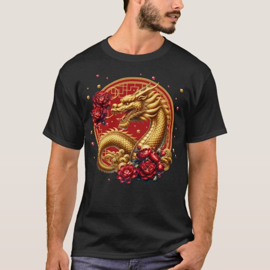 Goud Chinees Nieuwjaar Dragon T-shirt (Voorkant)