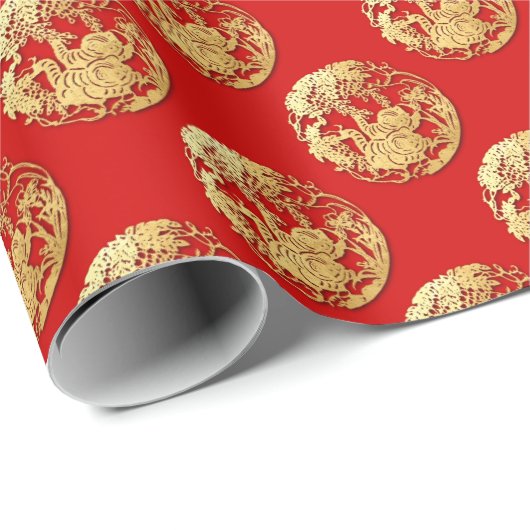 Goud Chinees Papier-gesneden Tijger Jaar Kies Kleu Cadeaupapier (Rol Hoek)